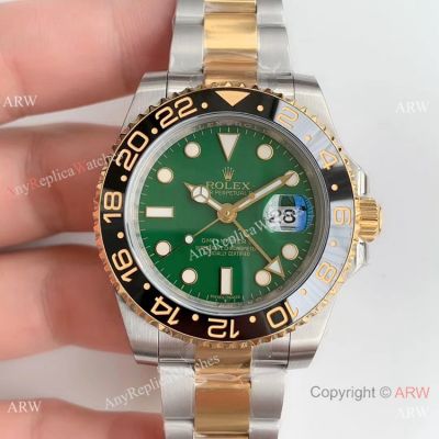 (EW) Two Tone Green Face Rolex Replica GMT-Master II Watch 40mm